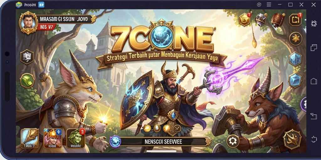 Screenshot menunjukkan berbagai aksi strategi dalam 7CONE.