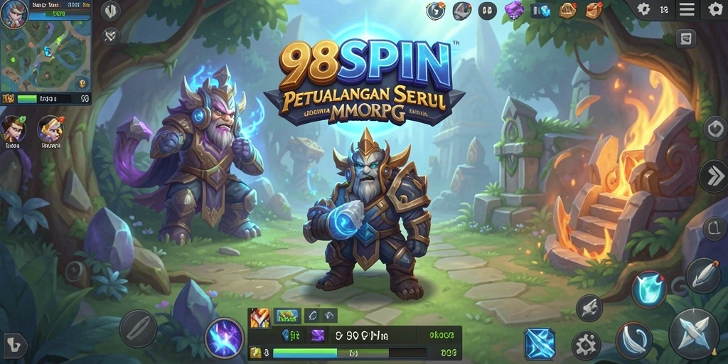 Tangkapan layar gameplay 98SPIN yang menampilkan aksi pertempuran seru di dunia MMORPG.