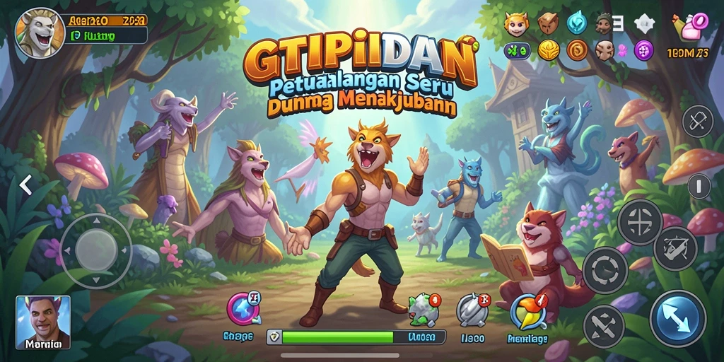 Tampilan gameplay GTPIDN saat menjelajahi dunia petualangan yang indah.