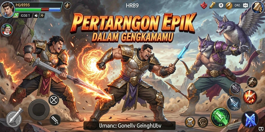 Screenshot utama HR89 menampilkan aksi pertarungan yang mendebarkan.