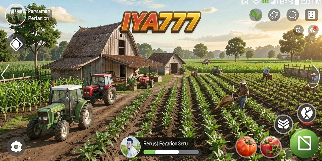 Tampilan gameplay IYA777 yang menampilkan aktivitas pertanian yang seru.
