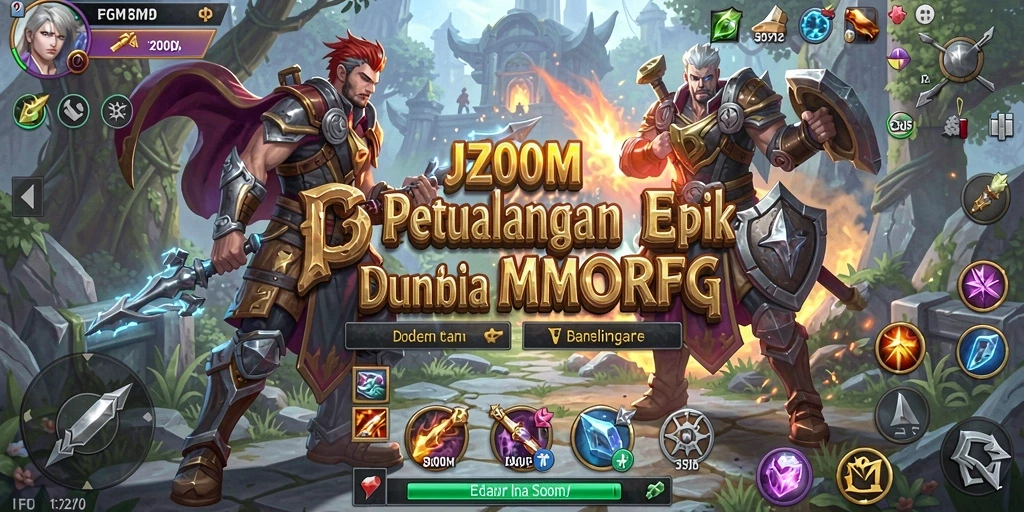 Tangkapan layar yang menampilkan pertarungan epik dalam J200M MMORPG.