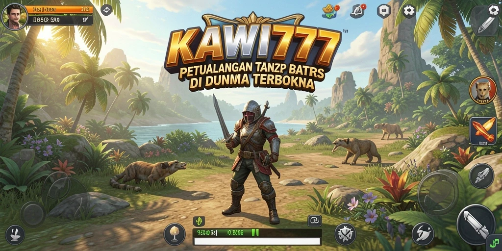 Screenshot gameplay KAWI777 menunjukkan petualangan seru di dunia yang luas.