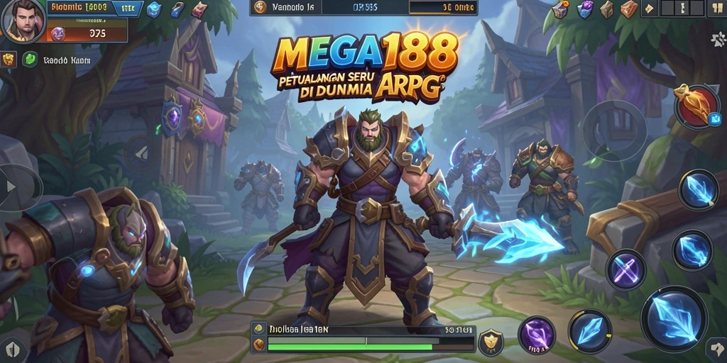 Tangkapan layar utama gameplay ARPG MEGA188 yang menampilkan pertarungan seru.