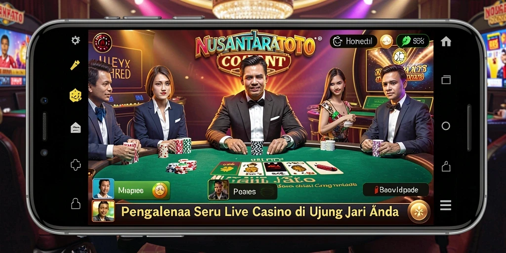 Tangkapan layar menampilkan gameplay interaktif Live Casino NUSANTARATOTO.