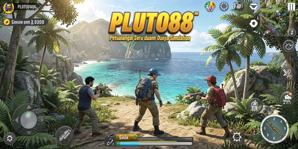 Screenshot gameplay menampilkan dunia simulation yang penuh warna dan interaktif.