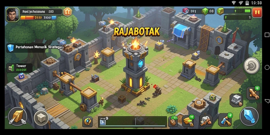 Tampilan gameplay RAJABOTAK yang menegangkan saat menghadapi gelombang musuh.